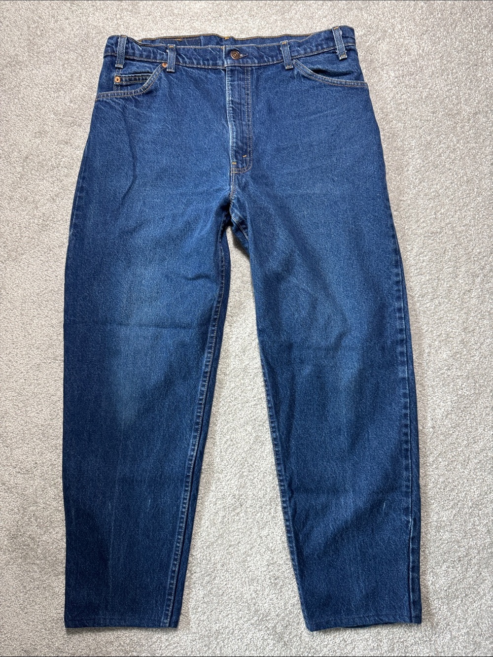Vintage Levi's 550 Denim Jeans USA Orange Tag 36 X 32* 28 1/2* HEMMED Dark Wash